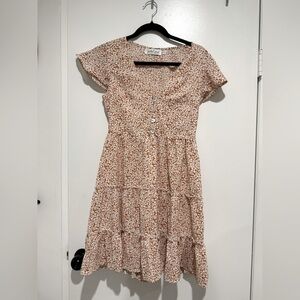 Petal & Pup Floral Mini Dress - Cream and Brown